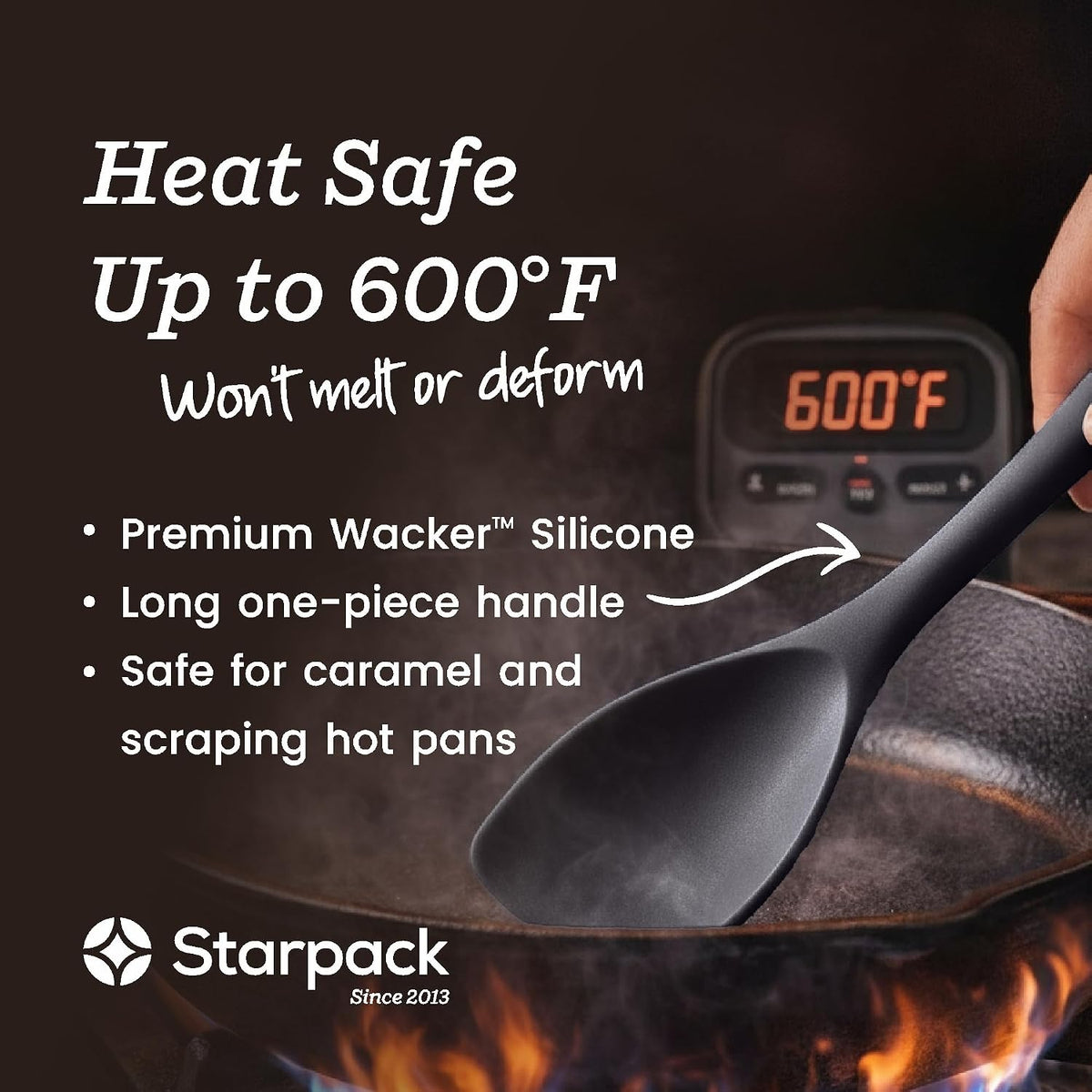 Starpack Like a Boss XL Silicone Cooking Utensils Set (6-Piece, 13.5") - LFGB Certified, 600°F Heat Resistant, BPA-Free - Heavy-Duty Steel Core, Dishwasher Safe - for Nonstick Cookware, Earthy Pink