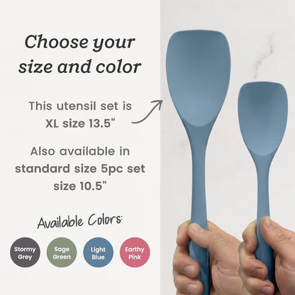 Starpack Like a Boss XL Silicone Cooking Utensils Set (6-Piece, 13.5") - LFGB Certified, 600°F Heat Resistant, BPA-Free - Heavy-Duty Steel Core, Dishwasher Safe - for Nonstick Cookware, Earthy Pink