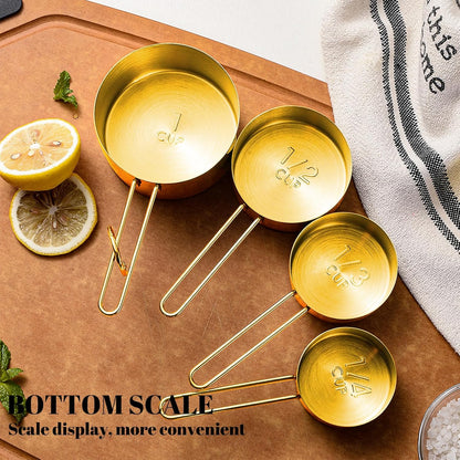 13pcs Gold Stainless Steel Measuring Cups and Spoons Set, Including 8 Double-Sided Magnetic Measuring Spoons Set & 1 Leveler, 4 Metal Measuring Cups, Kitchen Accessroies for Cooking & Baking