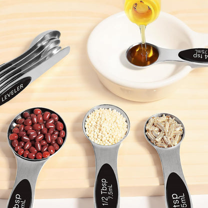 13pcs Gold Stainless Steel Measuring Cups and Spoons Set, Including 8 Double-Sided Magnetic Measuring Spoons Set & 1 Leveler, 4 Metal Measuring Cups, Kitchen Accessroies for Cooking & Baking