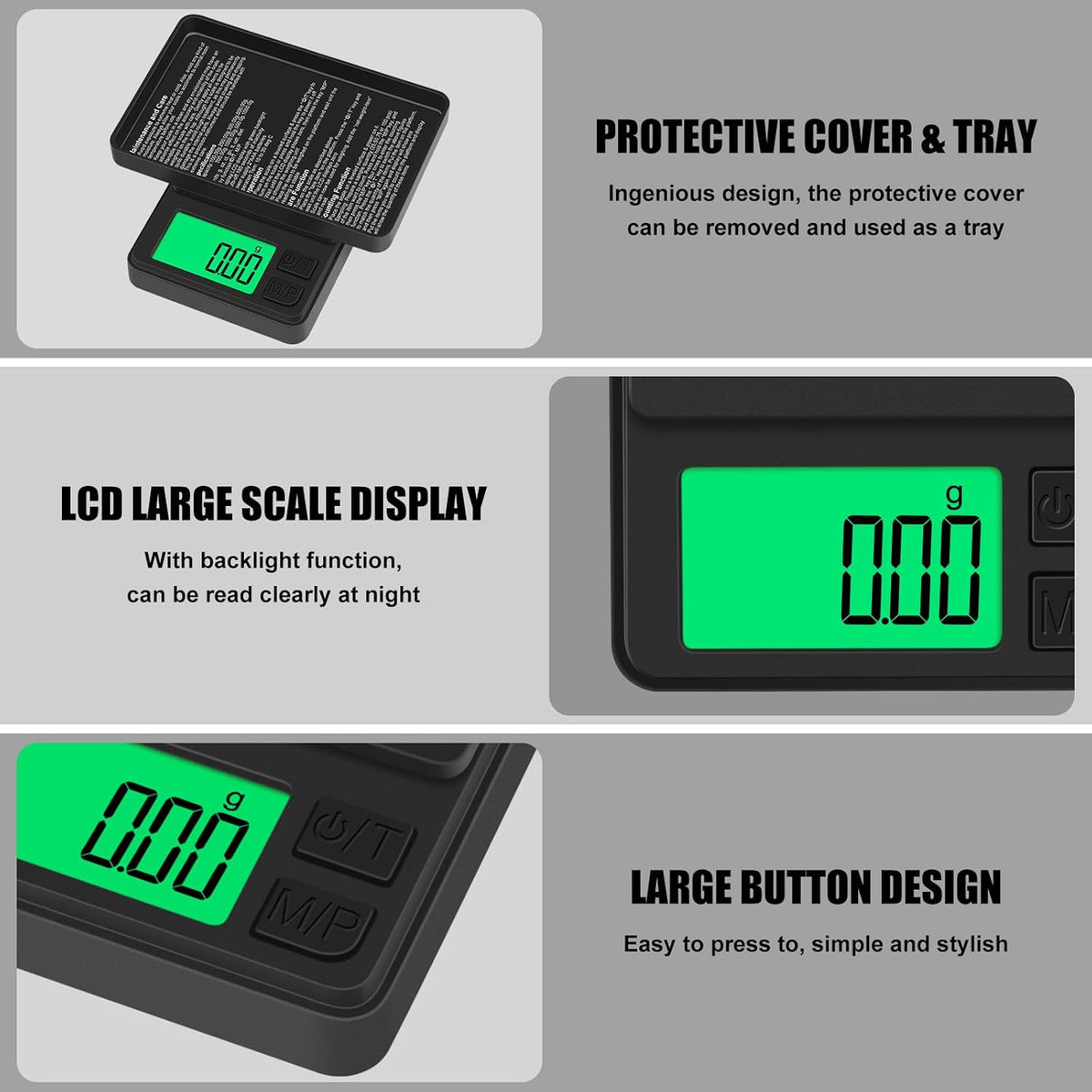 Digital Pocket Scale 1000g x 0.01g, Portable Precision Gram Scale