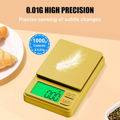 Digital Pocket Scale 1000g x 0.01g, Portable Precision Gram Scale