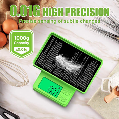 Digital Pocket Scale 1000g x 0.01g, Portable Precision Gram Scale