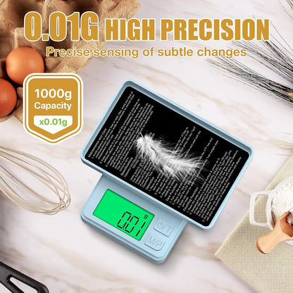 Digital Pocket Scale 1000g x 0.01g, Portable Precision Gram Scale