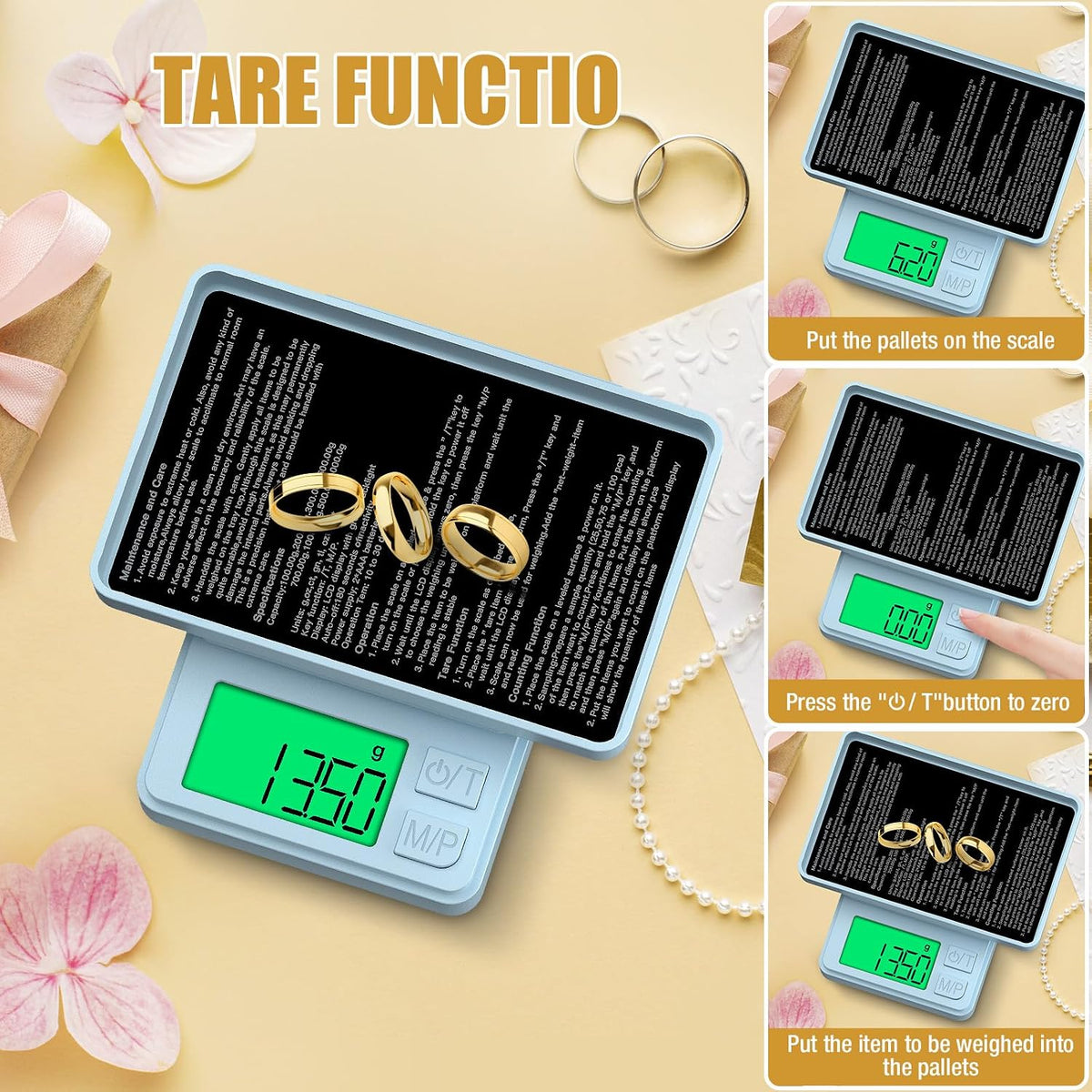 Digital Pocket Scale 1000g x 0.01g, Portable Precision Gram Scale
