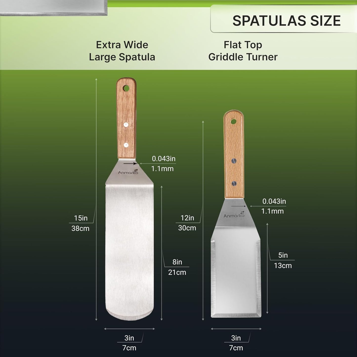 Professional Griddle Spatula Set - Stainless Steel Metal Spatula and Griddle Scraper - Heavy Duty Commercial Grade