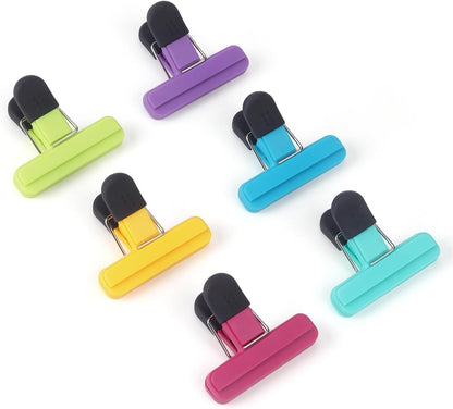 6 Pack Chip Clips, Food Clips, 3 x 2.5 Inch, Assorted Color | Bag Clips Plastic Heavy Duty Seal Grip