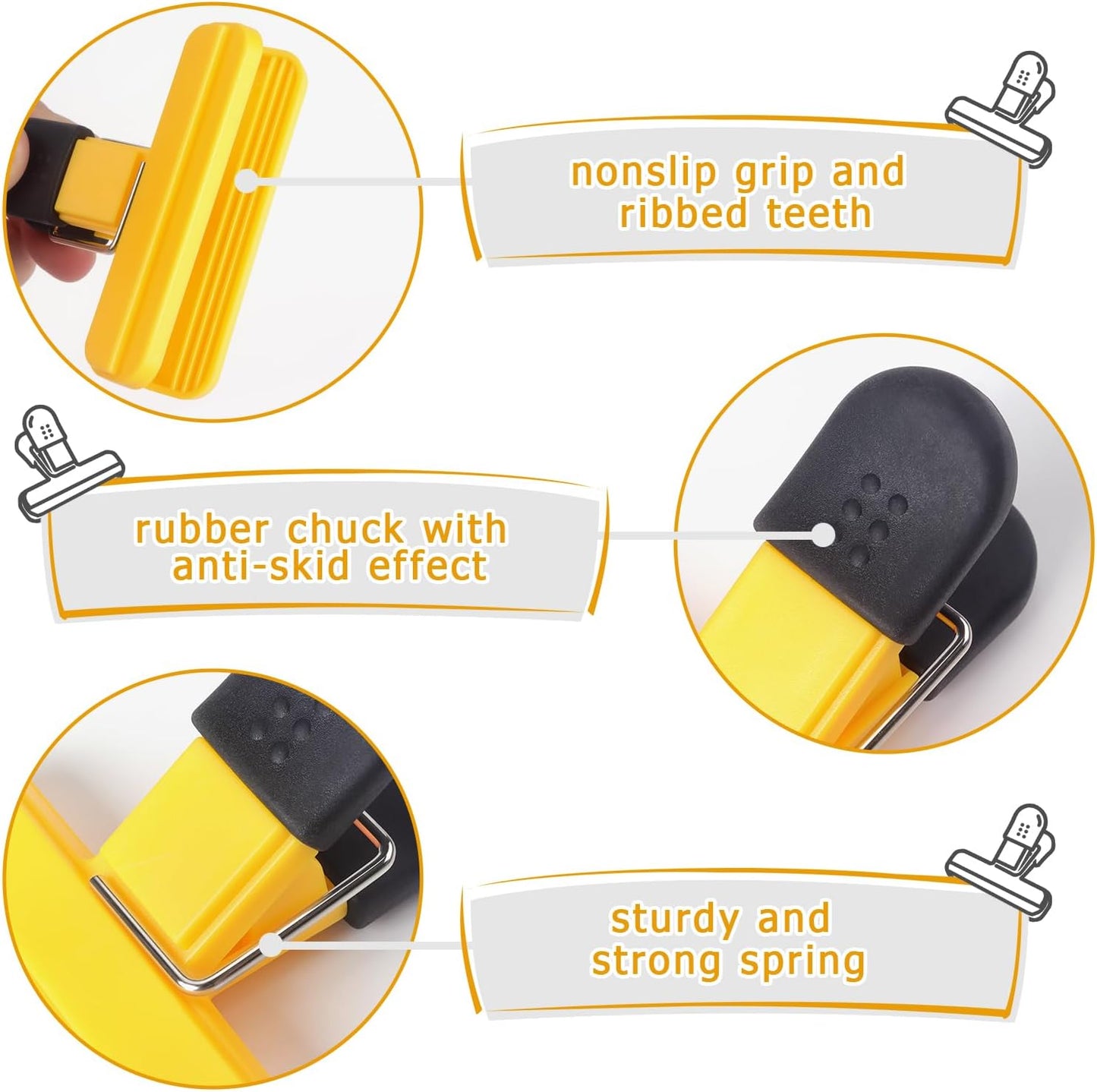 6 Pack Chip Clips, Food Clips, 3 x 2.5 Inch, Assorted Color | Bag Clips Plastic Heavy Duty Seal Grip