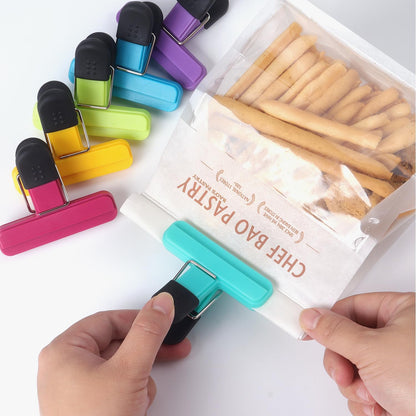6 Pack Chip Clips, Food Clips, 3 x 2.5 Inch, Assorted Color | Bag Clips Plastic Heavy Duty Seal Grip