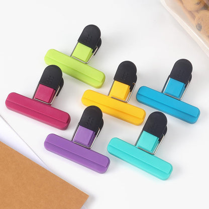 6 Pack Chip Clips, Food Clips, 3 x 2.5 Inch, Assorted Color | Bag Clips Plastic Heavy Duty Seal Grip