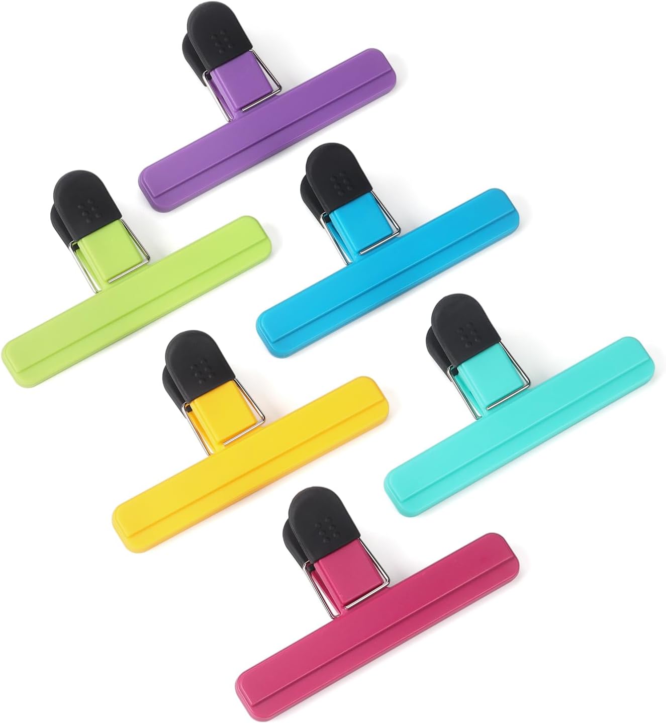 6 Pack Chip Clips, Food Clips, 3 x 2.5 Inch, Assorted Color | Bag Clips Plastic Heavy Duty Seal Grip
