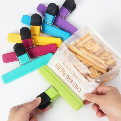 6 Pack Chip Clips, Food Clips, 3 x 2.5 Inch, Assorted Color | Bag Clips Plastic Heavy Duty Seal Grip