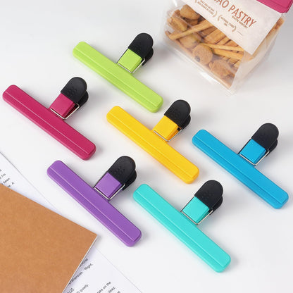 6 Pack Chip Clips, Food Clips, 3 x 2.5 Inch, Assorted Color | Bag Clips Plastic Heavy Duty Seal Grip