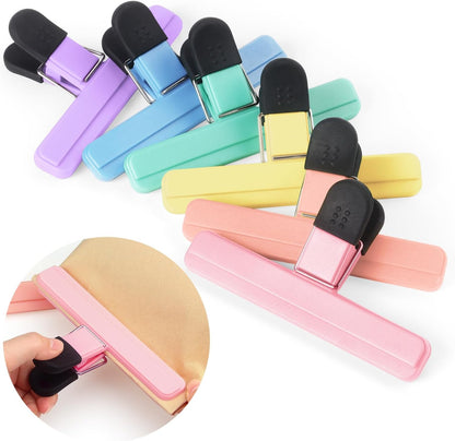 6 Pack Chip Clips, Food Clips, 3 x 2.5 Inch, Assorted Color | Bag Clips Plastic Heavy Duty Seal Grip