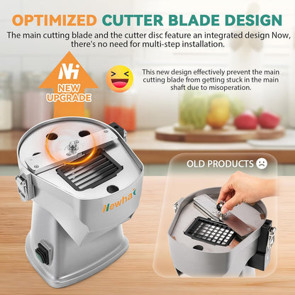 Upgraded 4 In 1 Electric Vegetable Dicer Slicer Shredder Strip Cutter Commercial Vegetable & Fruit Chopper Multifunctional Automatic Veggie Cutter for Onion Potato Cabbage Lemon, 200W, 110V