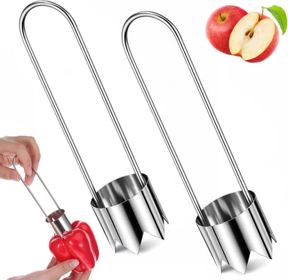 Apple Corer, Stainless Steel Apple Core Remover Tool, Pineapple Corers And Slicer Bell Pepper Corers, Kitchen Gadgets Pepper Seed Corer Remover for Vegetable Fruit(2Pcs)
