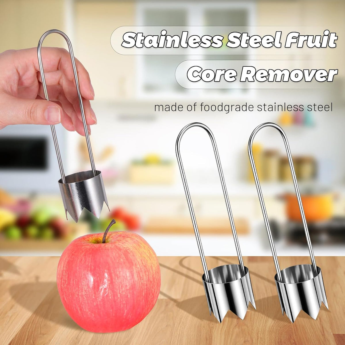 Apple Corer, Stainless Steel Apple Core Remover Tool, Pineapple Corers And Slicer Bell Pepper Corers, Kitchen Gadgets Pepper Seed Corer Remover for Vegetable Fruit(2Pcs)
