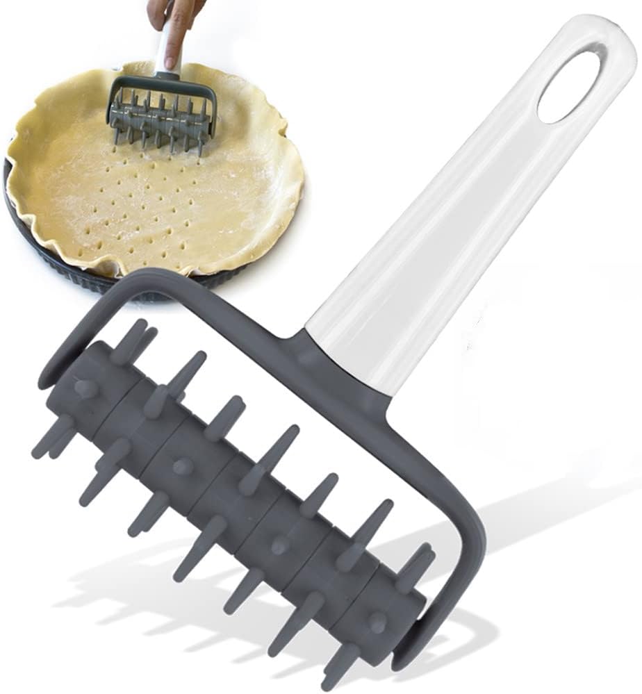 Pizza Pie Dough Roller Docker,Dough Blistering Killer,Pastry Pie Needle Wheels Cutter,Pizza Hole Puncher(180x118mm)