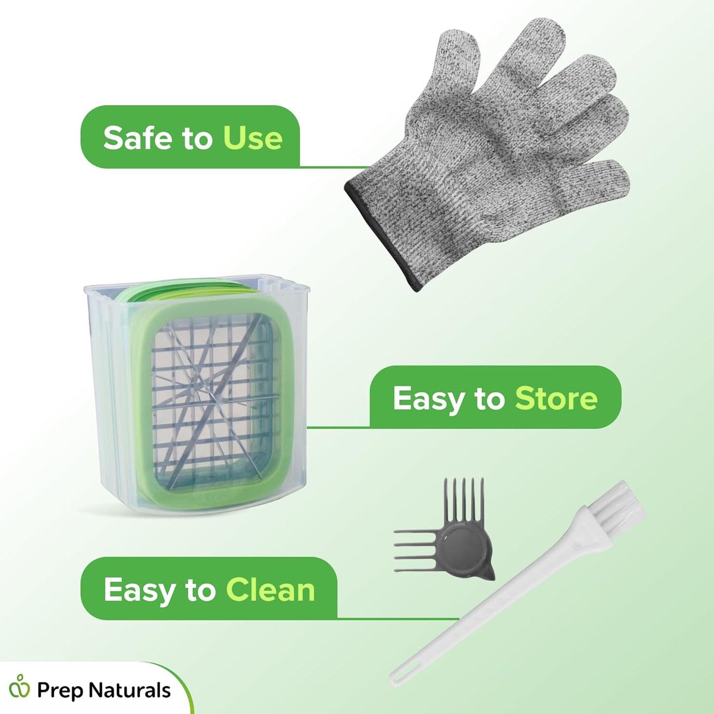 Medium Stainless Steel French Fry Cutter | Manual French Fry & Potato Cutter - Stainless Steel Blades, Chop Box & Safety Glove Included (3-in-1)