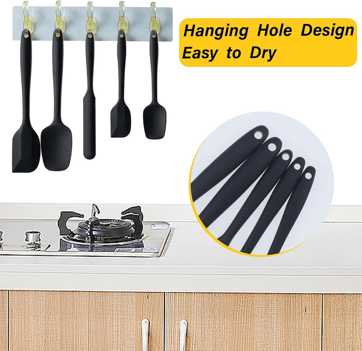 Silicone Spatula Set,5 Piece Food Grade Rubber Spatulas,Multicolor