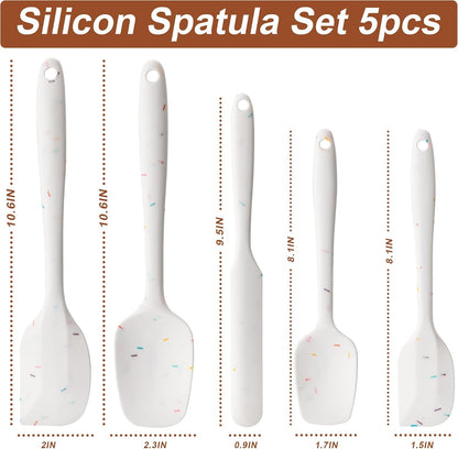 Silicone Spatula Set,5 Piece Food Grade Rubber Spatulas,Multicolor