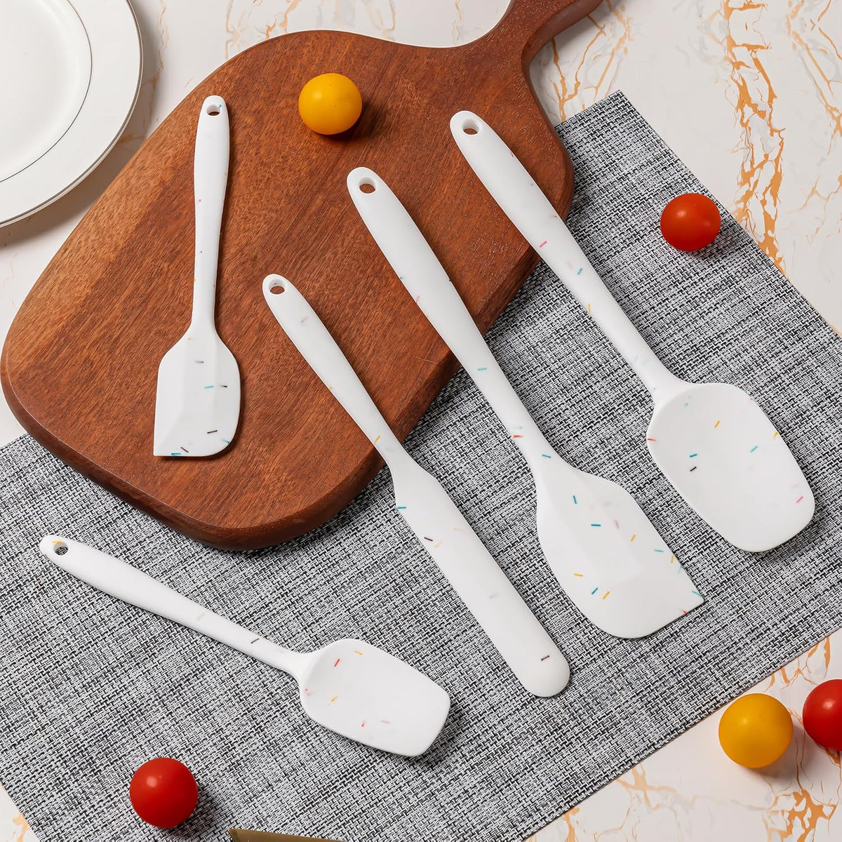 Silicone Spatula Set,5 Piece Food Grade Rubber Spatulas,Multicolor