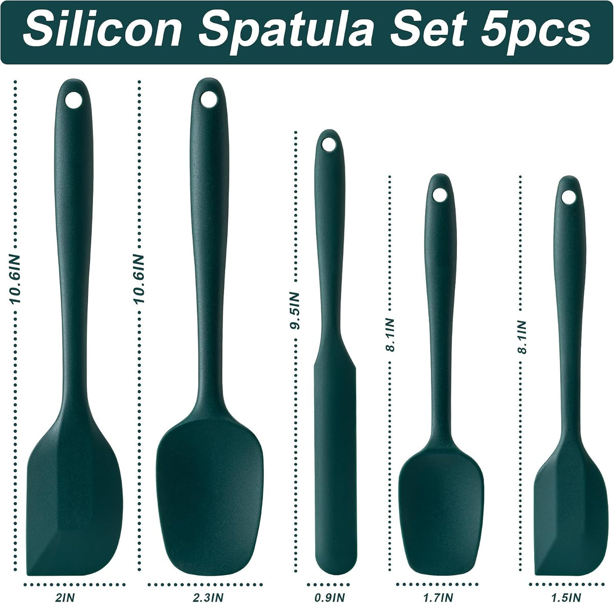 Silicone Spatula Set,5 Piece Food Grade Rubber Spatulas,Multicolor