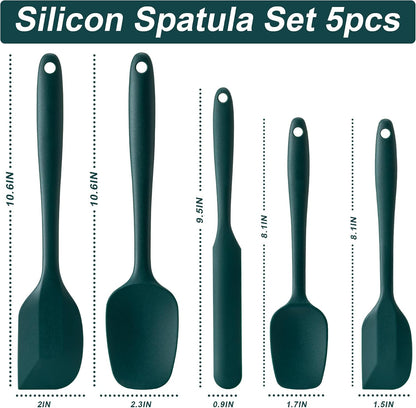 Silicone Spatula Set,5 Piece Food Grade Rubber Spatulas,Multicolor