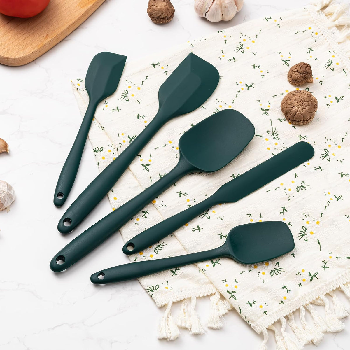 Silicone Spatula Set,5 Piece Food Grade Rubber Spatulas,Multicolor