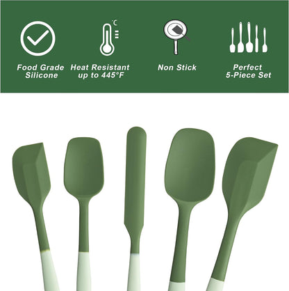 Silicone Spatula Set,5 Piece Food Grade Rubber Spatulas,Multicolor