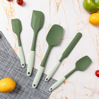 Silicone Spatula Set,5 Piece Food Grade Rubber Spatulas,Multicolor