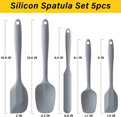 Silicone Spatula Set,5 Piece Food Grade Rubber Spatulas,Multicolor