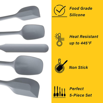 Silicone Spatula Set,5 Piece Food Grade Rubber Spatulas,Multicolor