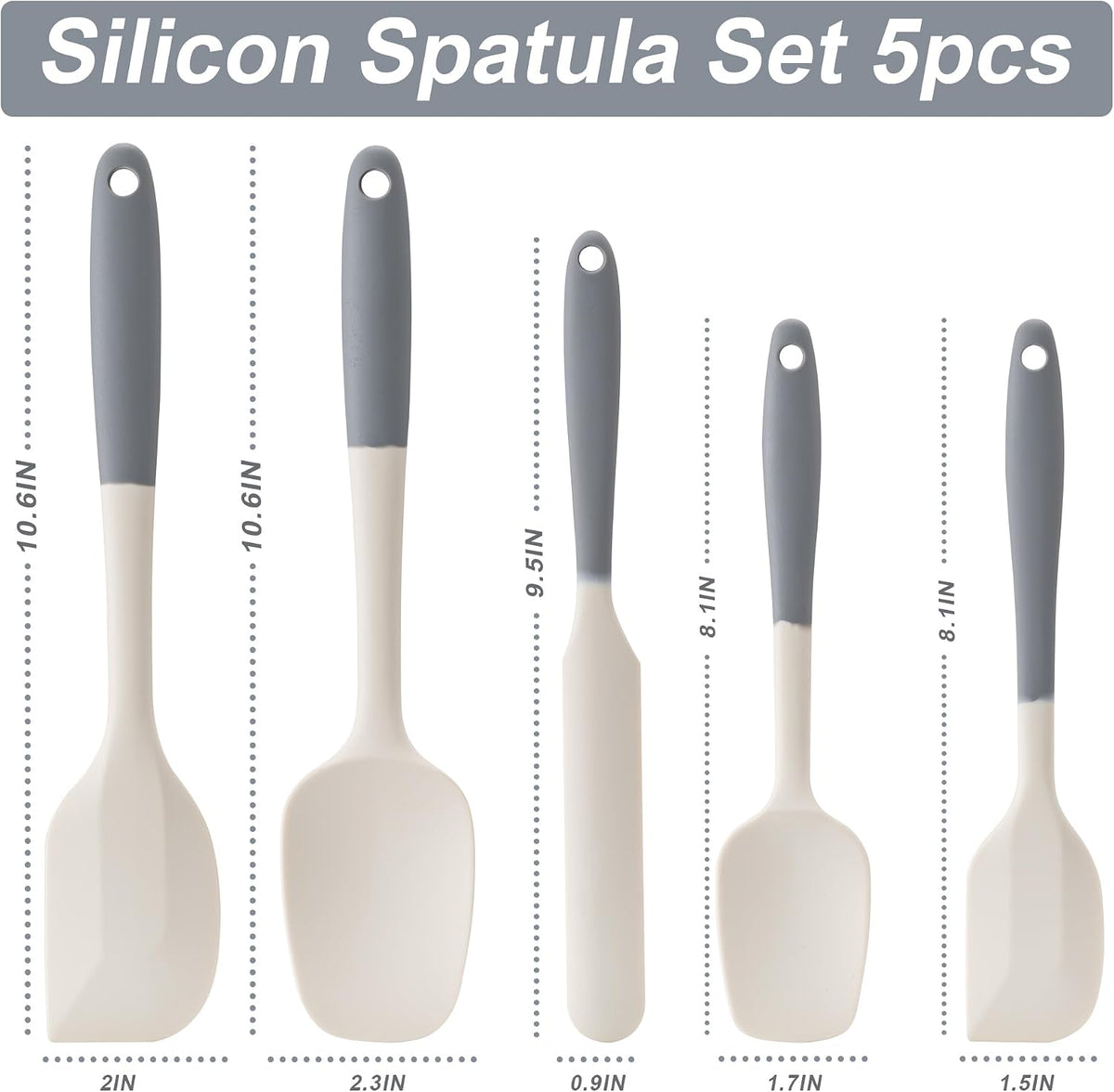 Silicone Spatula Set,5 Piece Food Grade Rubber Spatulas,Multicolor