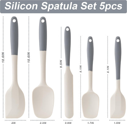 Silicone Spatula Set,5 Piece Food Grade Rubber Spatulas,Multicolor