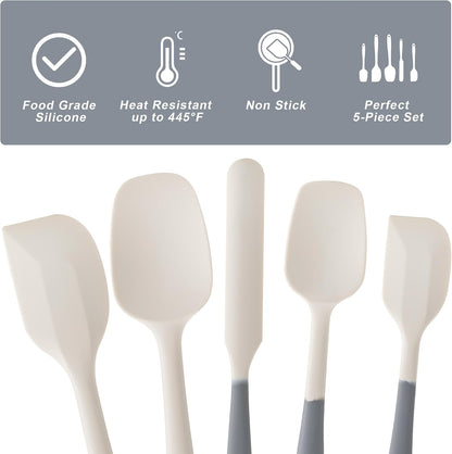 Silicone Spatula Set,5 Piece Food Grade Rubber Spatulas,Multicolor