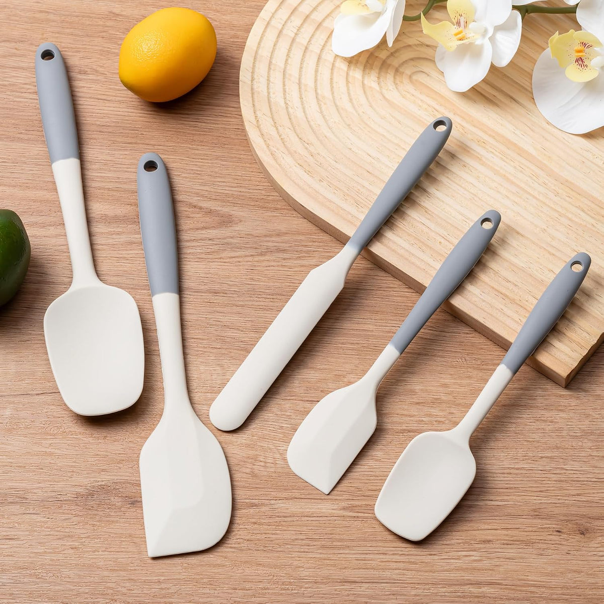 Silicone Spatula Set,5 Piece Food Grade Rubber Spatulas,Multicolor