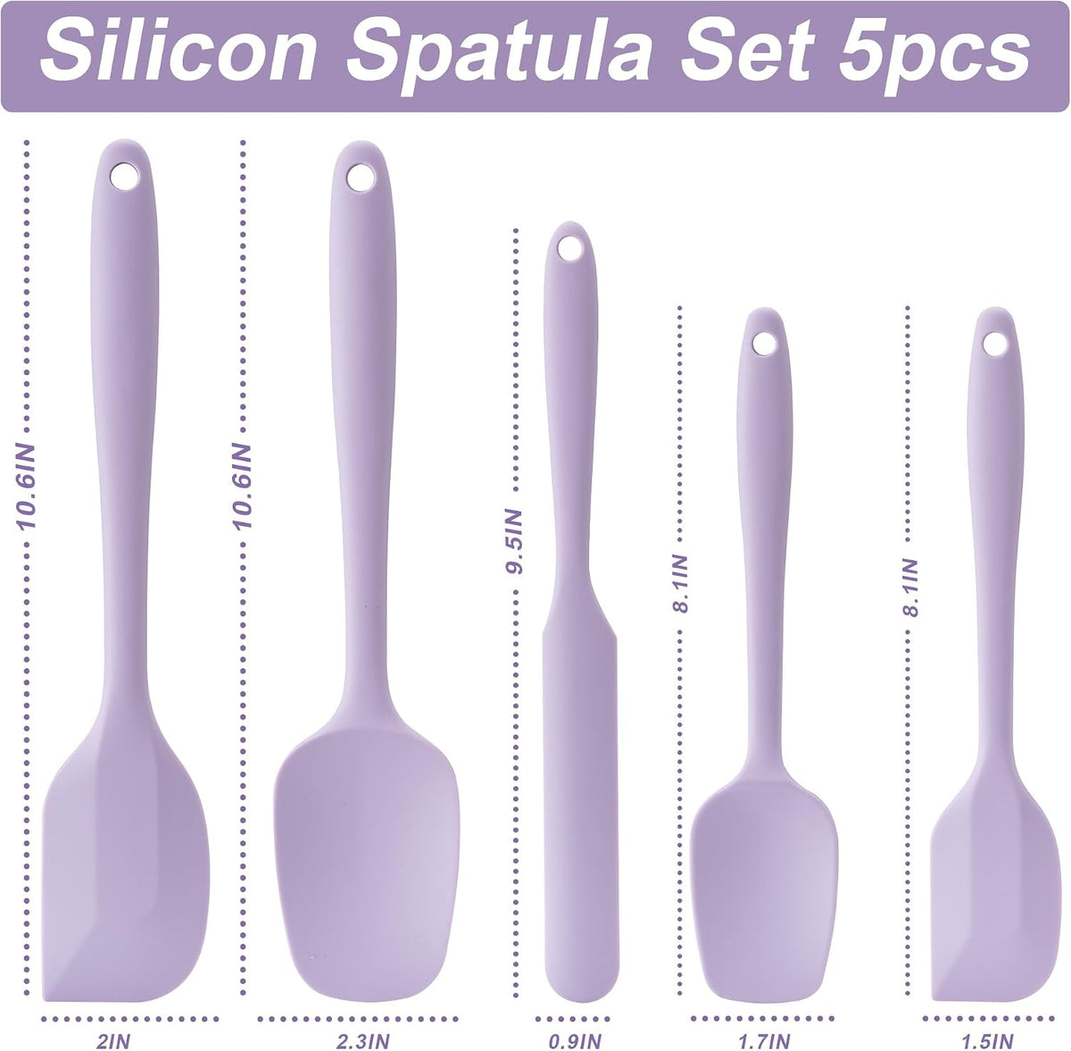 Silicone Spatula Set,5 Piece Food Grade Rubber Spatulas,Multicolor