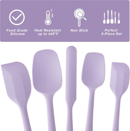 Silicone Spatula Set,5 Piece Food Grade Rubber Spatulas,Multicolor