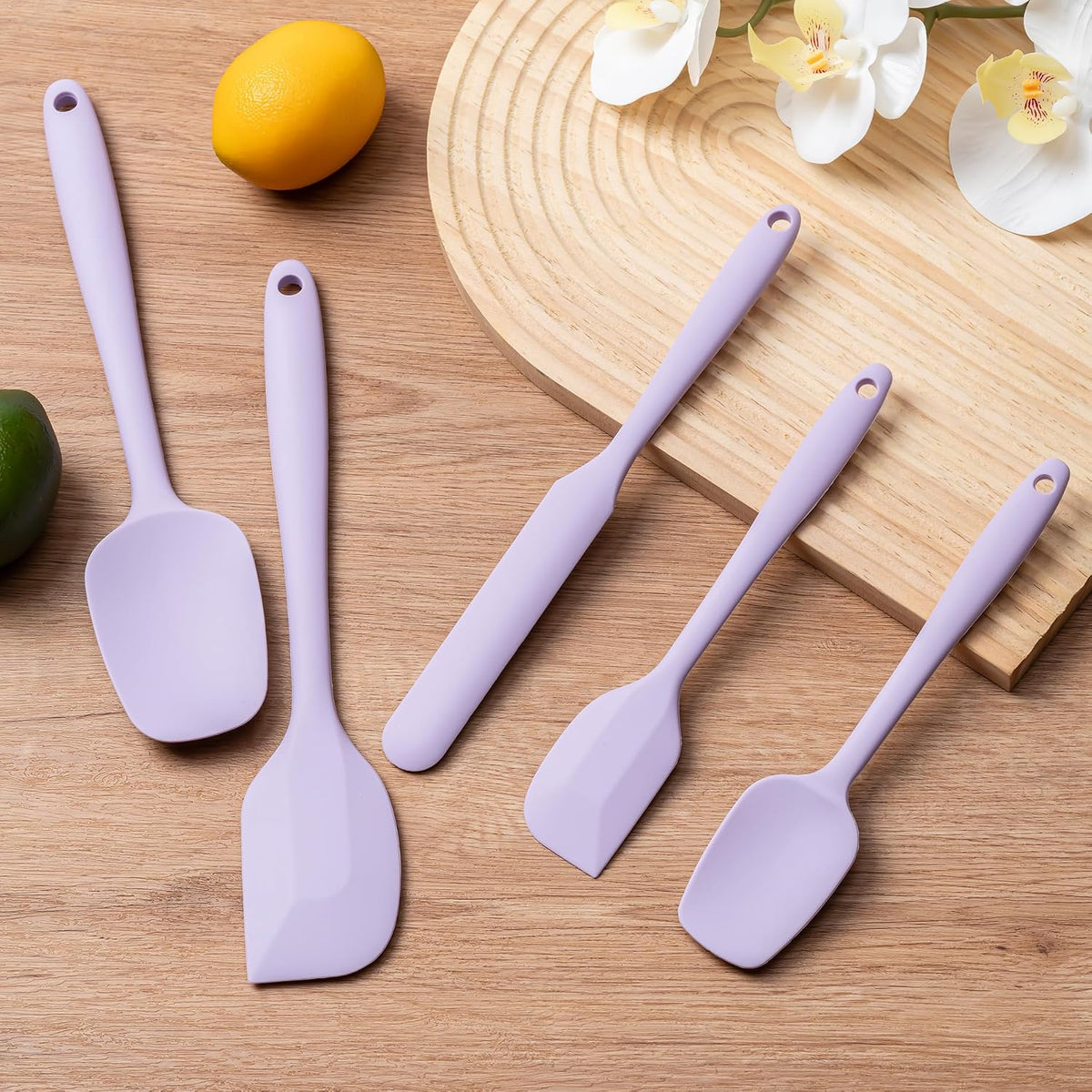 Silicone Spatula Set,5 Piece Food Grade Rubber Spatulas,Multicolor