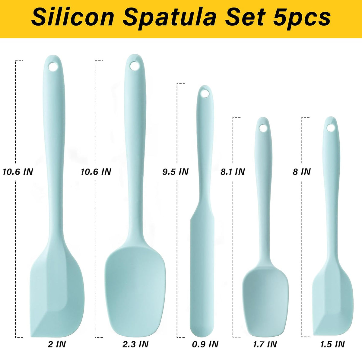Silicone Spatula Set,5 Piece Food Grade Rubber Spatulas,Multicolor