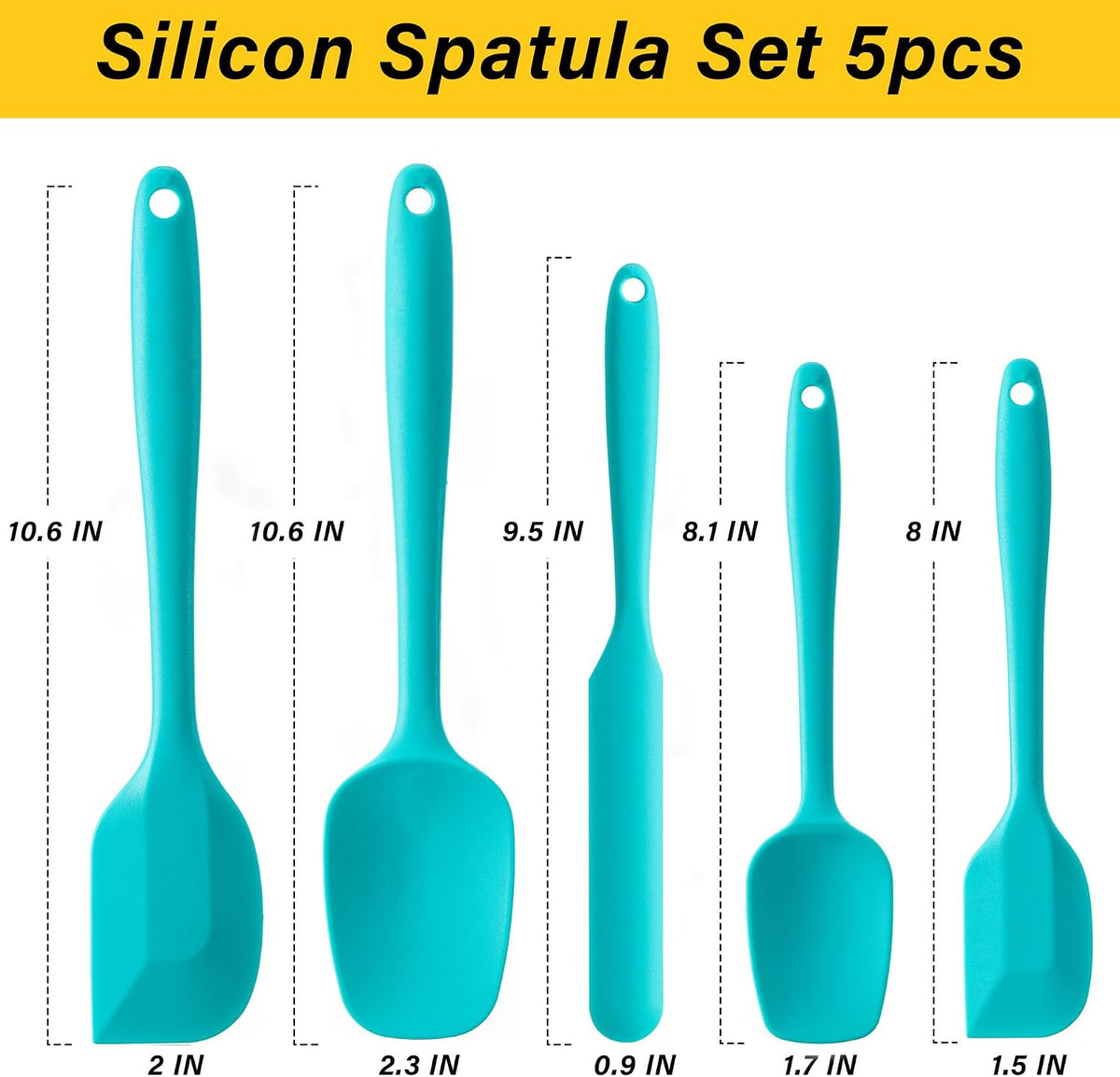 Silicone Spatula Set,5 Piece Food Grade Rubber Spatulas,Multicolor