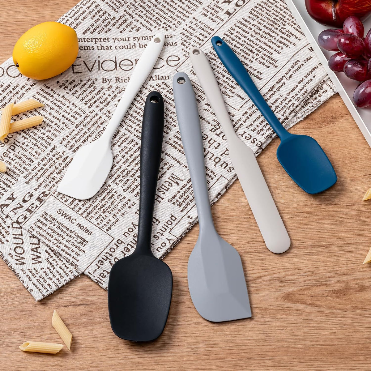 Silicone Spatula Set,5 Piece Food Grade Rubber Spatulas,Multicolor