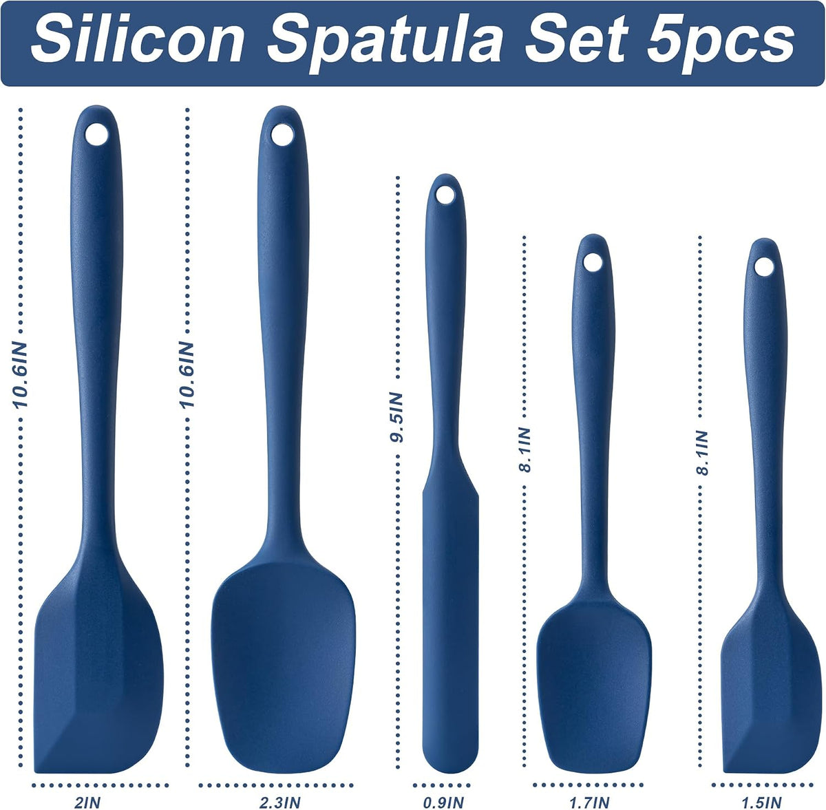 Silicone Spatula Set,5 Piece Food Grade Rubber Spatulas,Multicolor