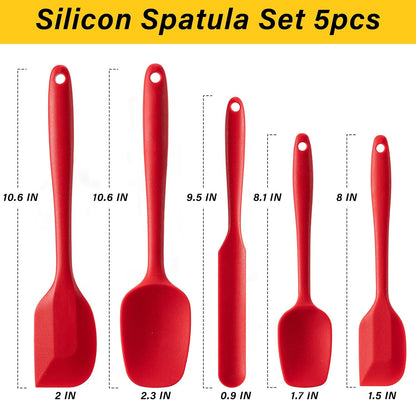 Silicone Spatula Set,5 Piece Food Grade Rubber Spatulas,Multicolor