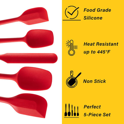 Silicone Spatula Set,5 Piece Food Grade Rubber Spatulas,Multicolor