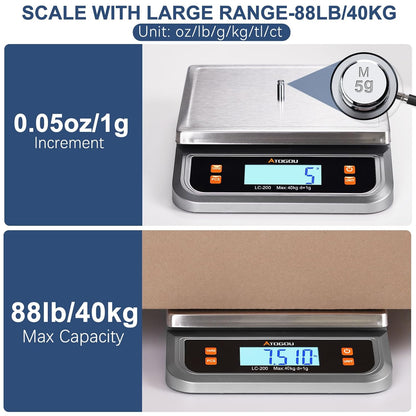 88lb Food Scale, Commercial Kitchen Scale Plug-in Usable