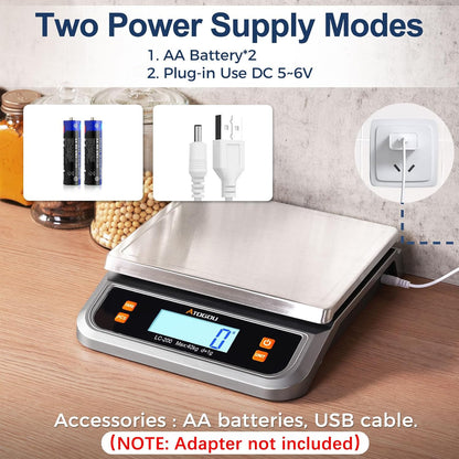 88lb Food Scale, Commercial Kitchen Scale Plug-in Usable