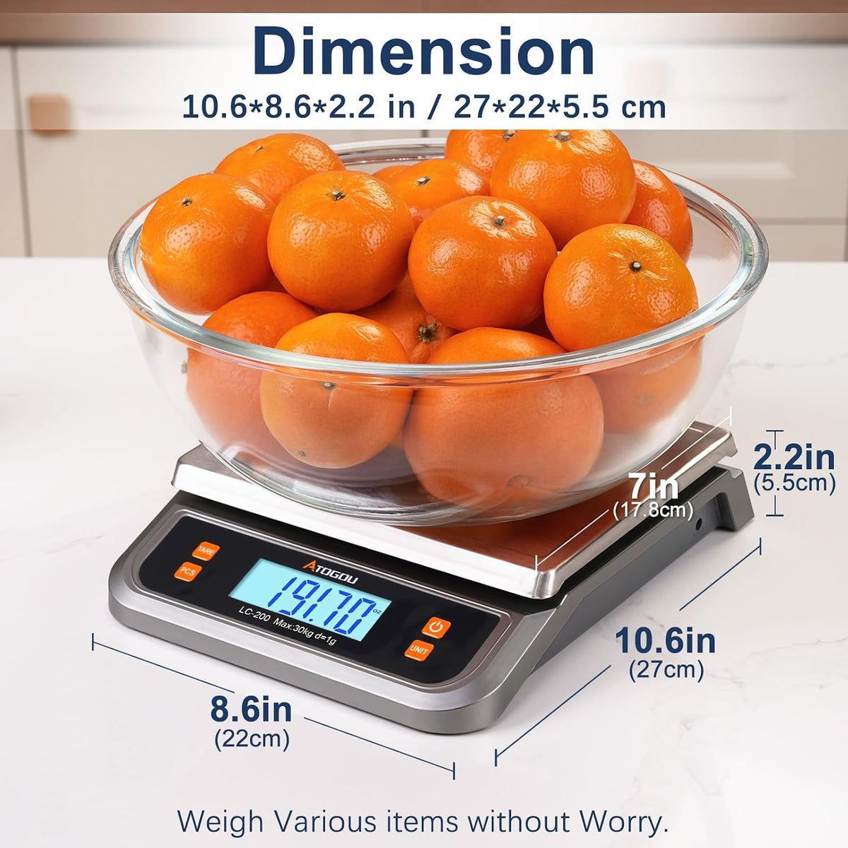 88lb Food Scale, Commercial Kitchen Scale Plug-in Usable