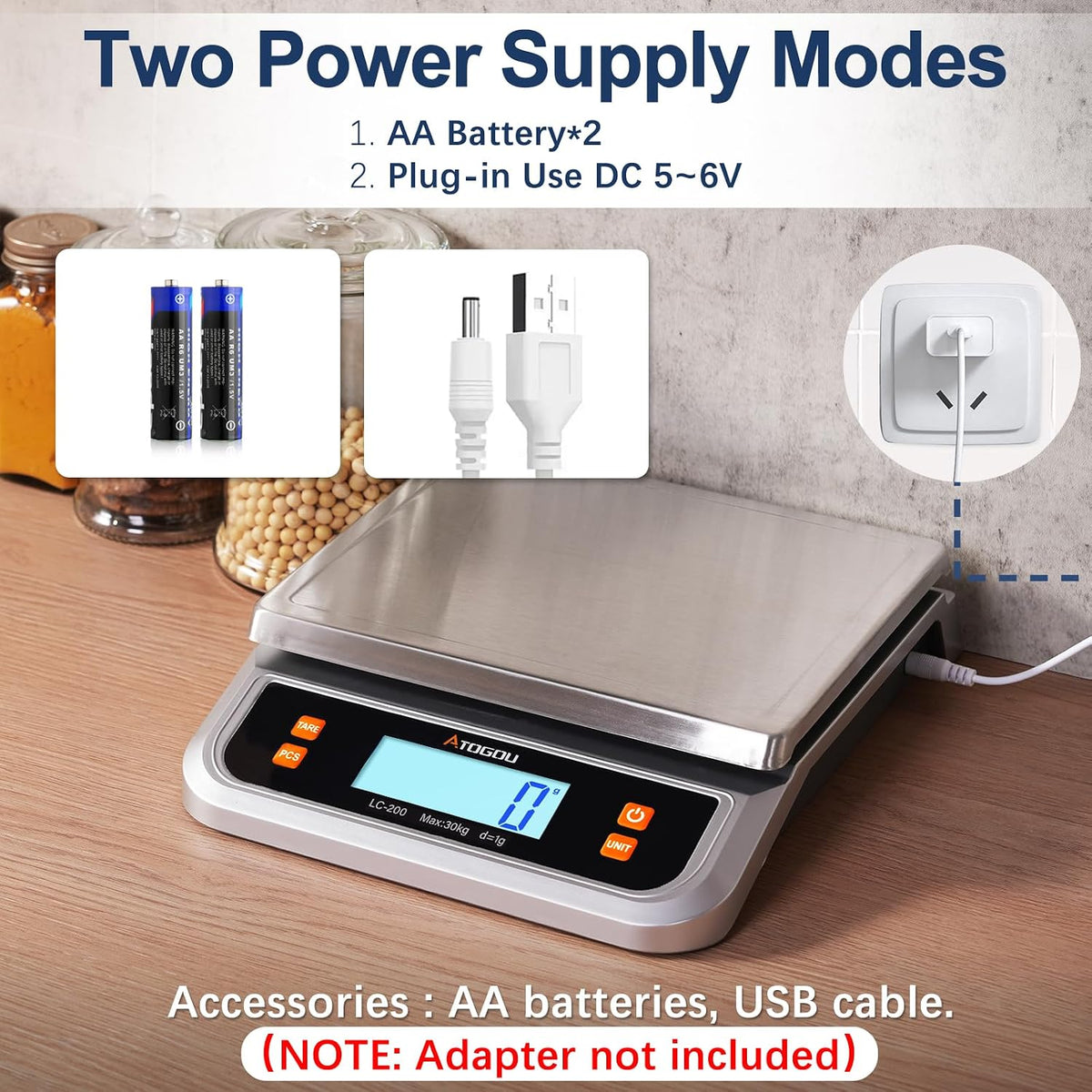 88lb Food Scale, Commercial Kitchen Scale Plug-in Usable